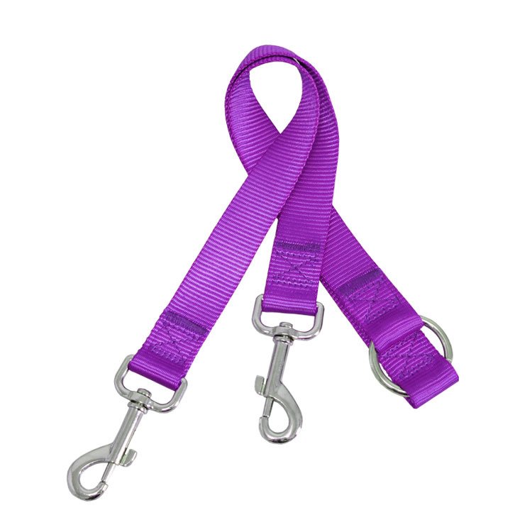 Durable Polyester Leashes Double Hook Hands Free Two Pets Together for Walking and Training Heavy Duty Dog Leash 2*45cm