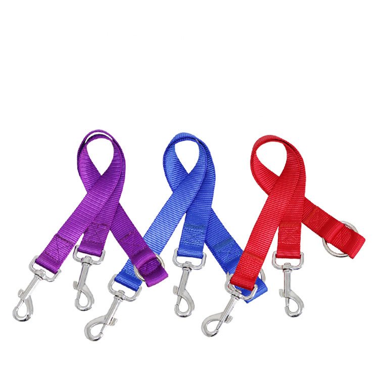 Durable Polyester Leashes Double Hook Hands Free Two Pets Together for Walking and Training Heavy Duty Dog Leash 2*45cm