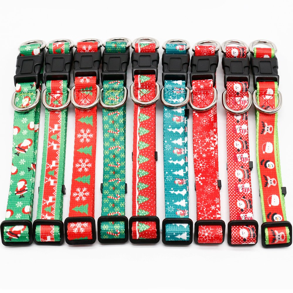 Top Seller Small Size Nylon PP Polyester Dog Cat Collars Christmas Printed Animal Breakaway Feature Colorful Ribbons Walking