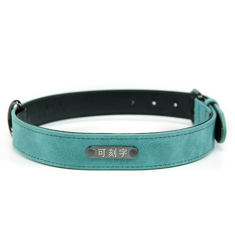 Pet Collar Leather Lettering Adjustable Dog Neck Tag Anti Lost Dog Leather Collar Custom Logo