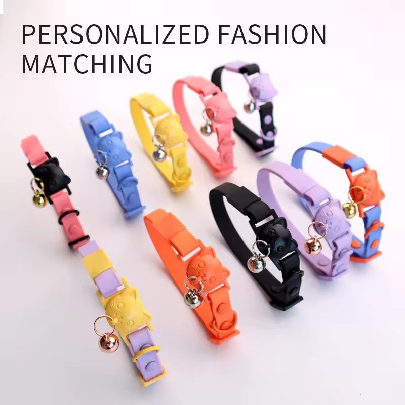 cat Custom Macaron Color Waterproof PVC Dog Collar Adjustable cat Collar Leash luxury Pet Collars Multifunctional Leashes set