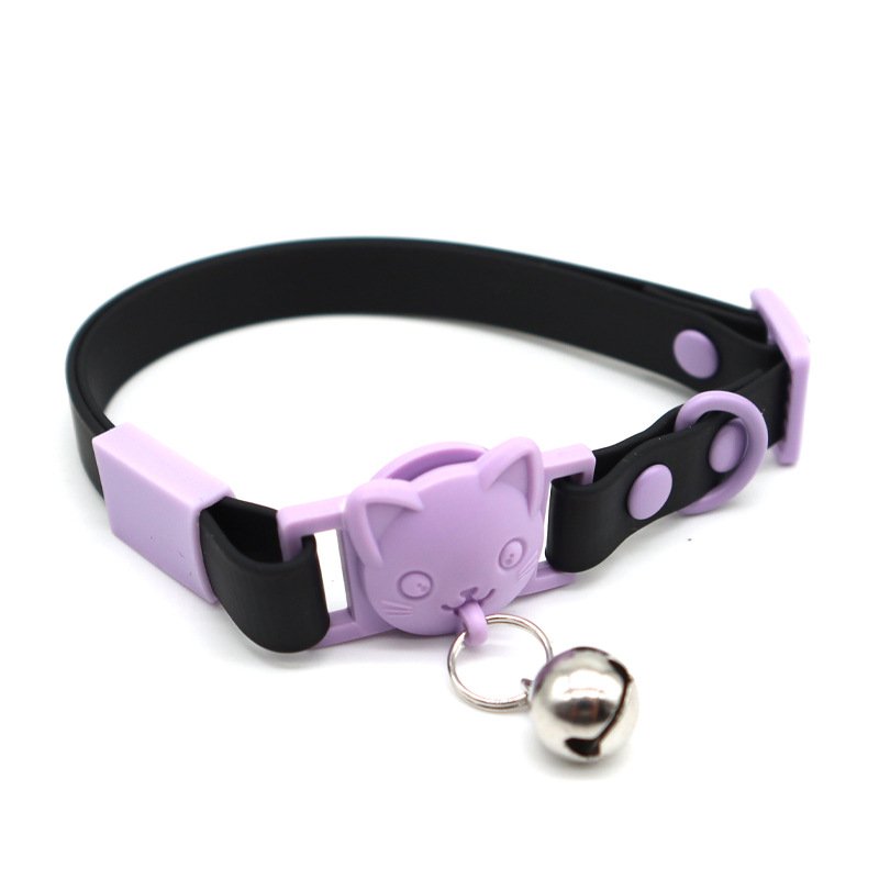 cat Custom Macaron Color Waterproof PVC Dog Collar Adjustable cat Collar Leash luxury Pet Collars Multifunctional Leashes set