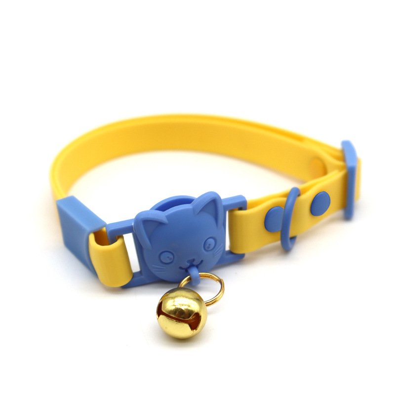cat Custom Macaron Color Waterproof PVC Dog Collar Adjustable cat Collar Leash luxury Pet Collars Multifunctional Leashes set