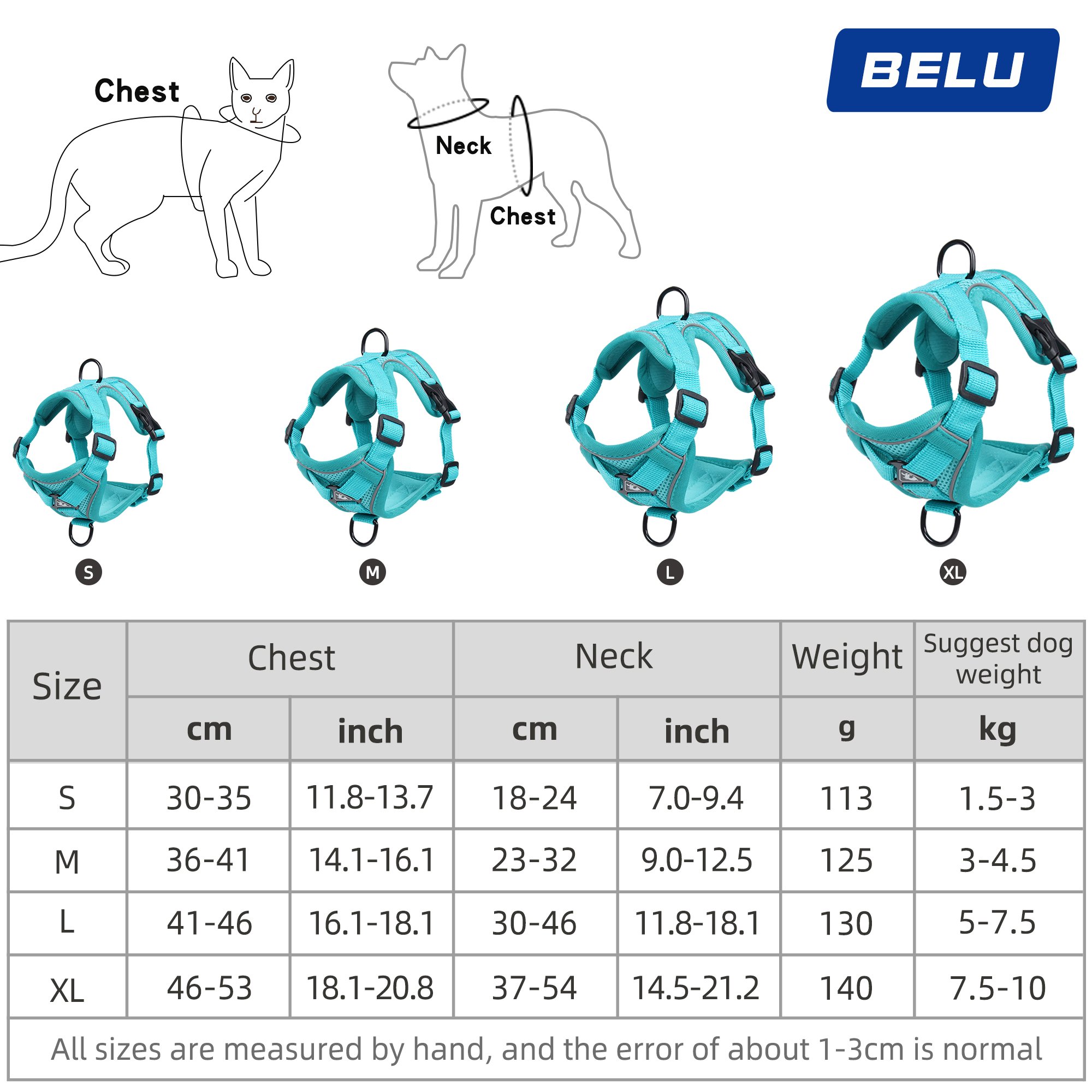 Luxury Adjustable Reflective Vest Chest Back Soft Mesh Padded No Pull Pet Dog Leash Training Harness Set For Dogs Colored