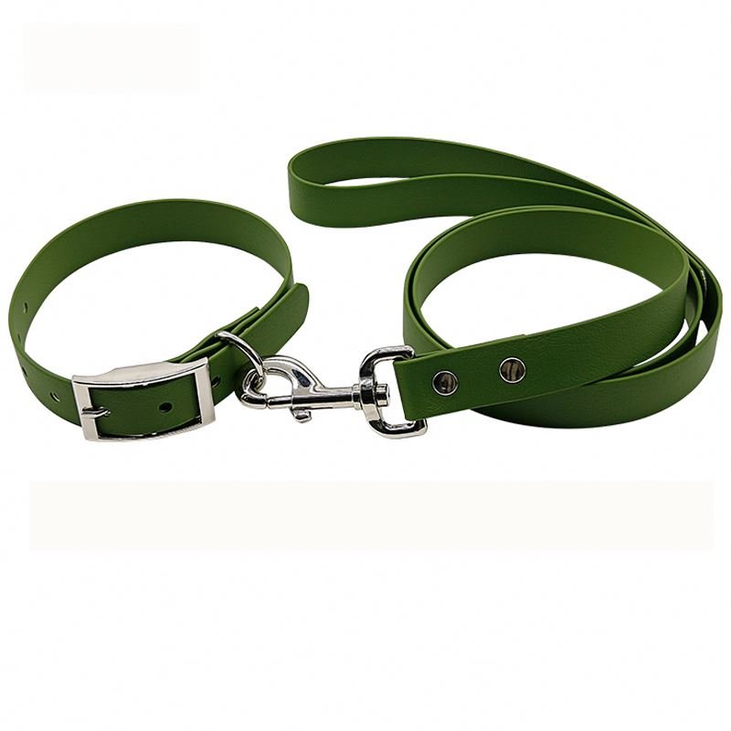 Muker Durable PVC Coated Nylon Webbing Dog Collar & Leash Small Medium Large Dogs Accessory With Rivet Decoration PET Supplies