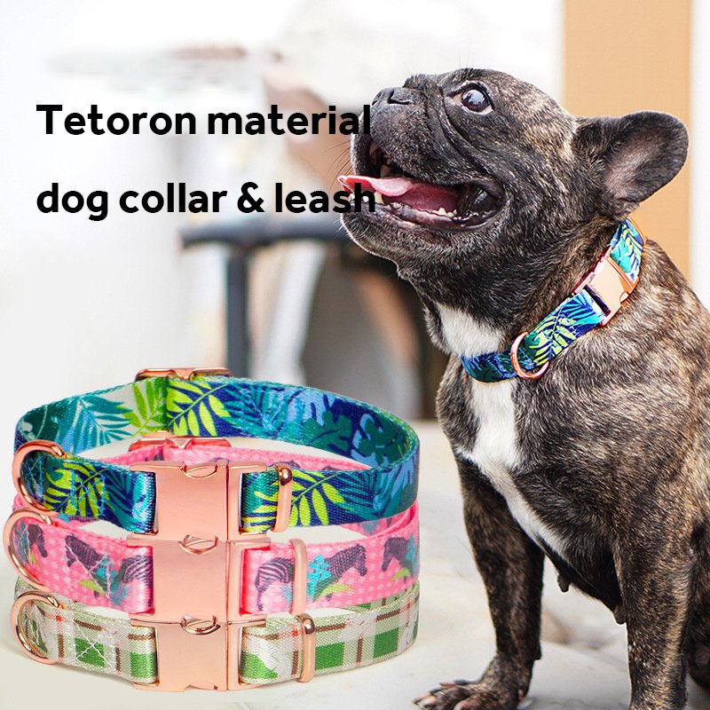 2025Novel tetoron material sparkle straps pet dog harness collar printing custom design with rubber brand logo cover dog leashes