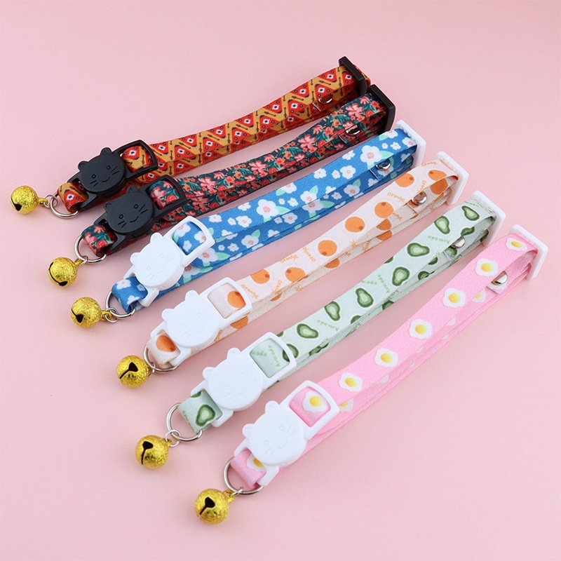 New Fruit Printing Cat Collars With Bells Convenient Breakaway Pet Dog Necklace Cats Accessories Pet Product Hot