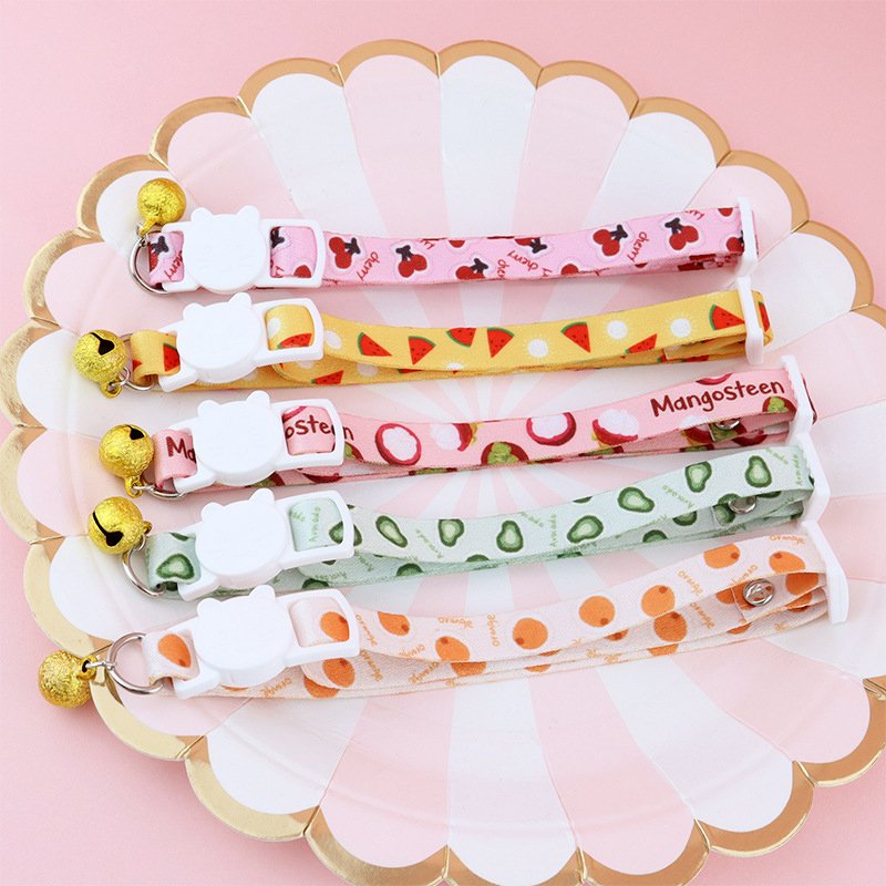 New Fruit Printing Cat Collars With Bells Convenient Breakaway Pet Dog Necklace Cats Accessories Pet Product Hot