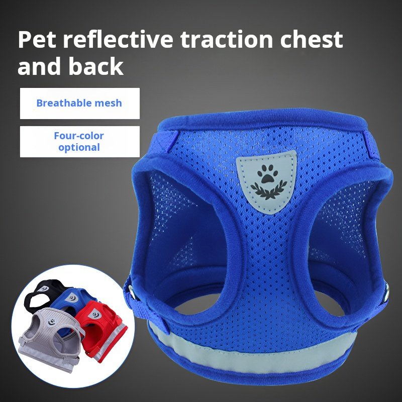 Pet breathable traction reflective chest strap Vest dog breast strap k9 Breathable mesh dog chest strap