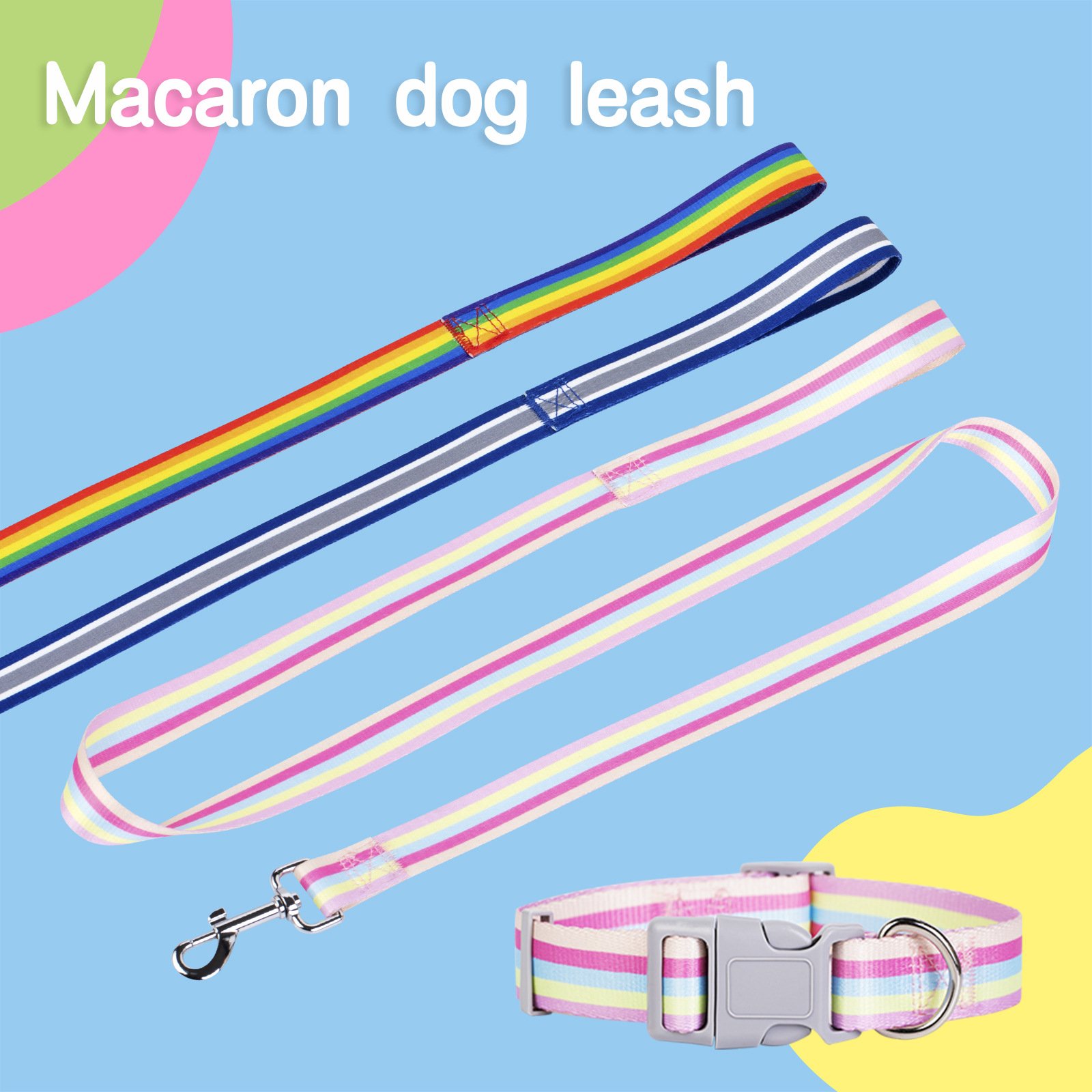 Wholesale Pet Collar Leash Dog Accessories Pet Supplies Multi-colored Outdoor Dog Cat Harness Leash