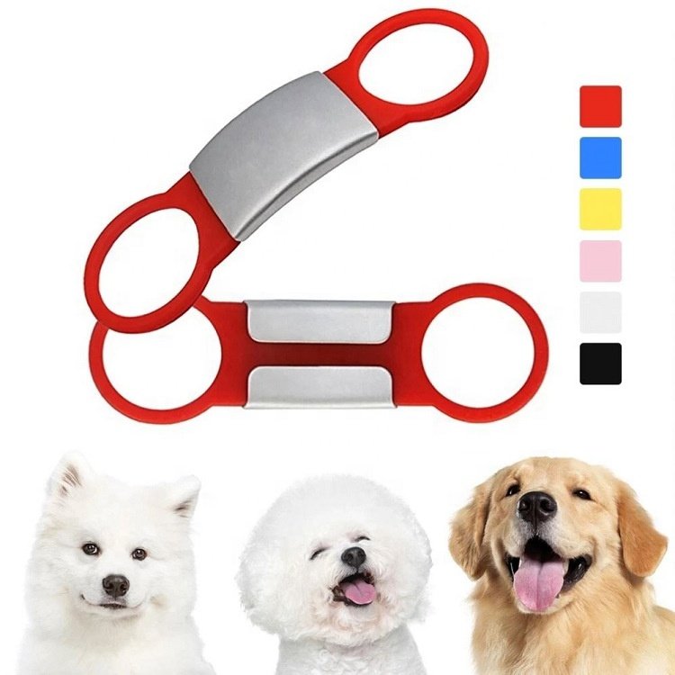 Slide-On Pet ID Tags - Stainless Steel Dog Tags for Small Medium Large XLarge/Custom Engraved No Noise Animal Identification Tag