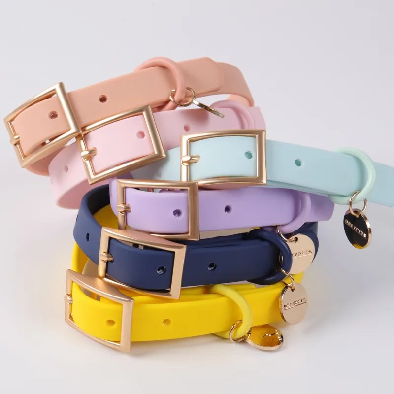 Popular pvc pet collar set Luxury Custom Logo Multicolor adjustable dog Collar PVC Coated Waterproof Dog Collar And Leash Set