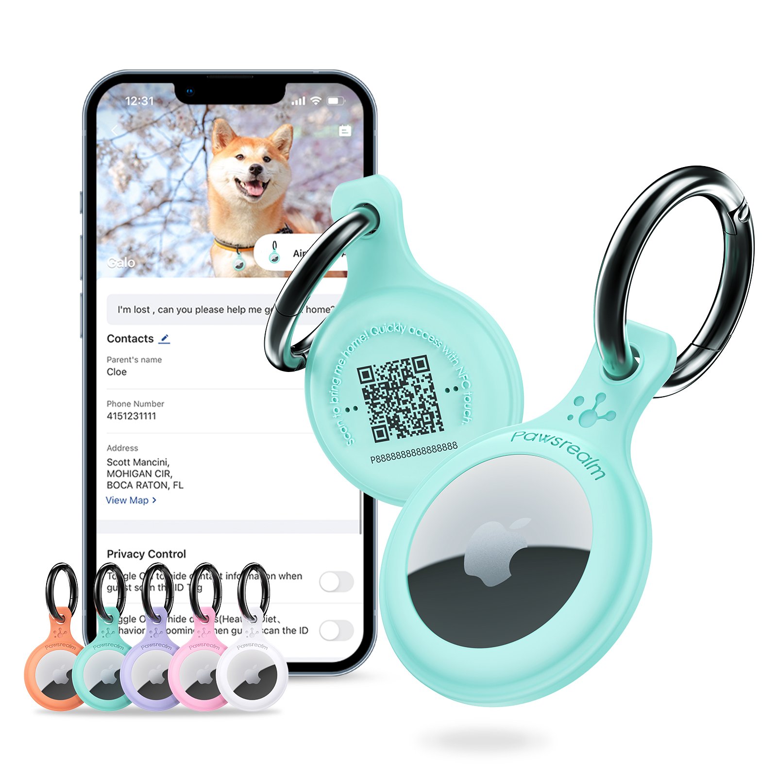 Custom Silicone Smart QR Code pet Tag Wholesale Dog Air Tag Harness Collar Holder Personalized pet Dog Id Tag