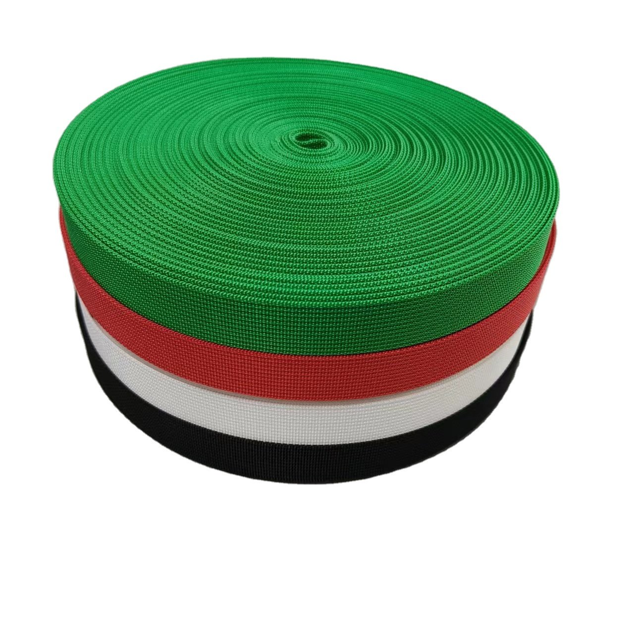 Custom 1 inch woven Nylon webbing red green black grooved webbing for pet dog leash and collar
