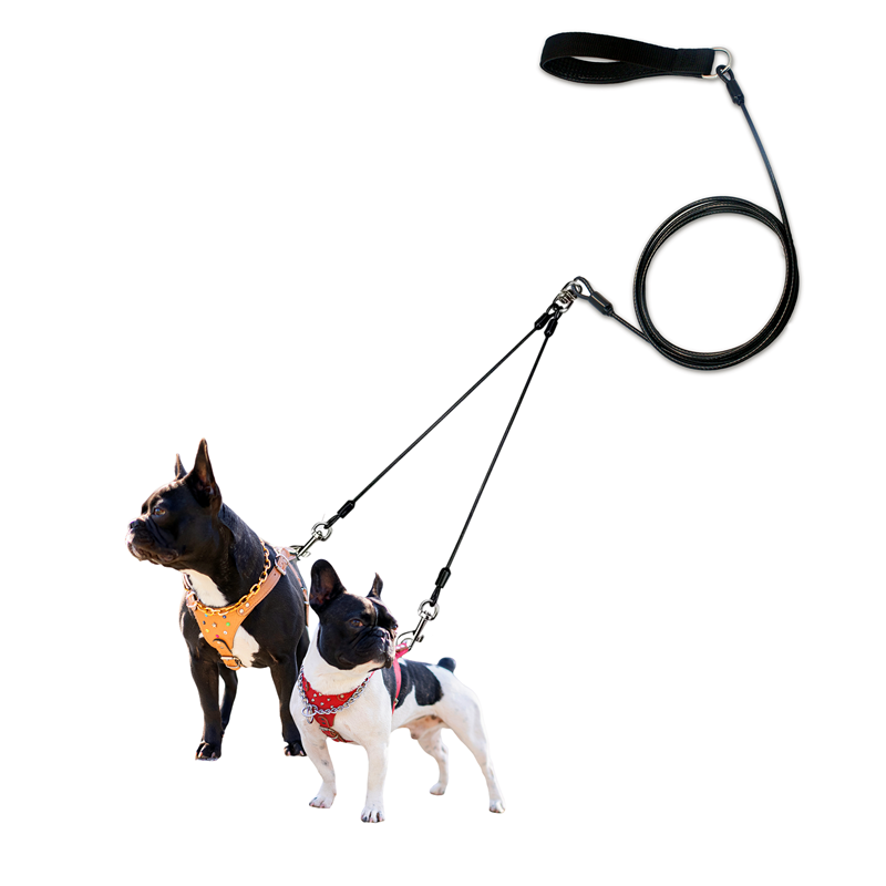 304 Stainless Steel Wire Double Dog Leash - Suitable for all kinds of dog anti-bite 360 degree rotation Walking dog walking fun