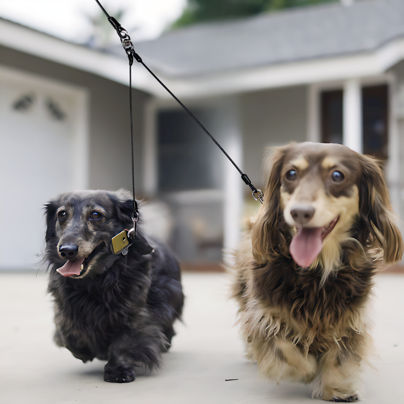 304 Stainless Steel Wire Double Dog Leash - Suitable for all kinds of dog anti-bite 360 degree rotation Walking dog walking fun