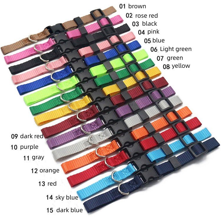 Wholesale Nylon Identification Colorful Whelp Litter Necklace Soft Adjustable Puppy ID pet cat Collar and for small dog