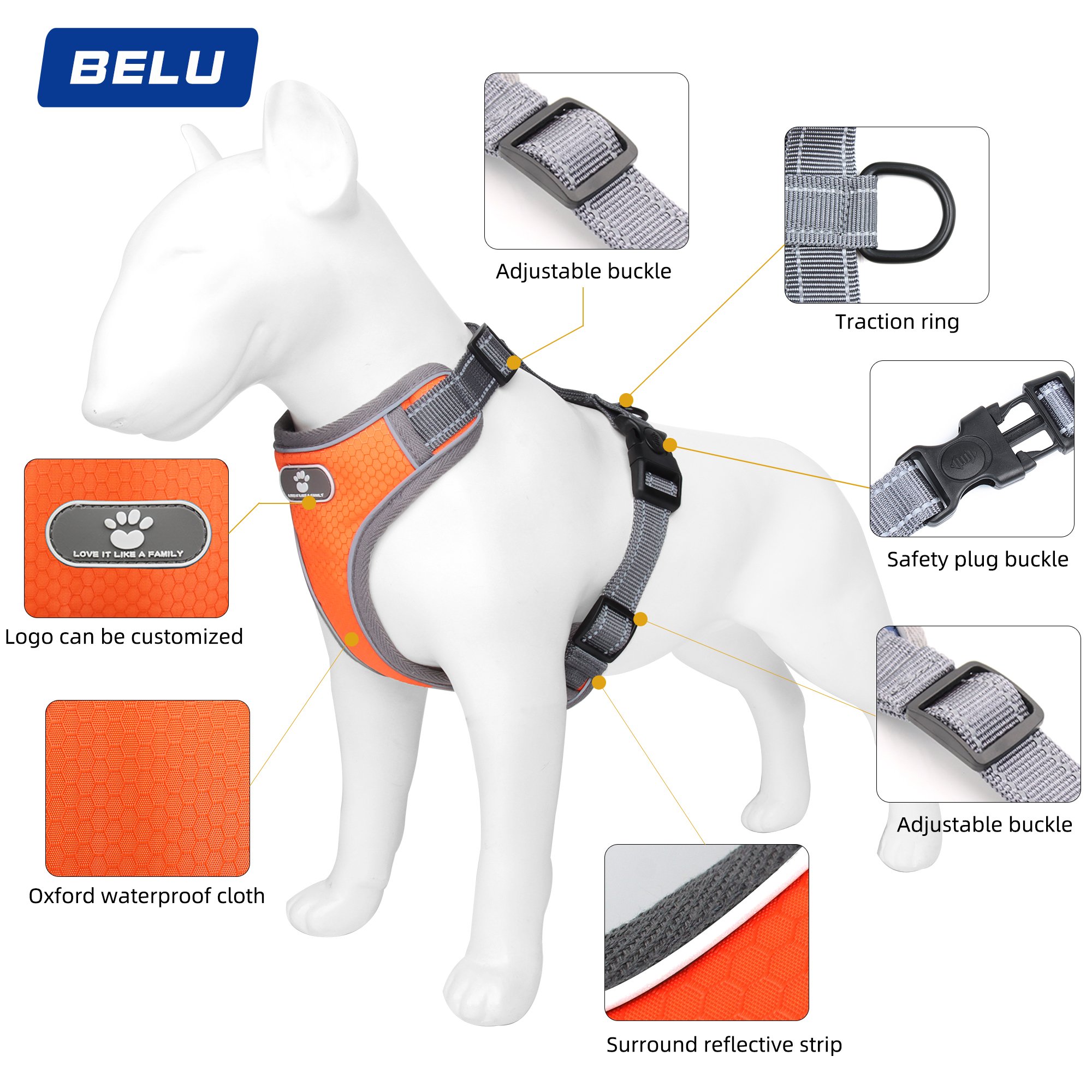 Adjustable Comfortable Reflective Strips Set Dog Vest Pet Leash Set Pet Harnesses