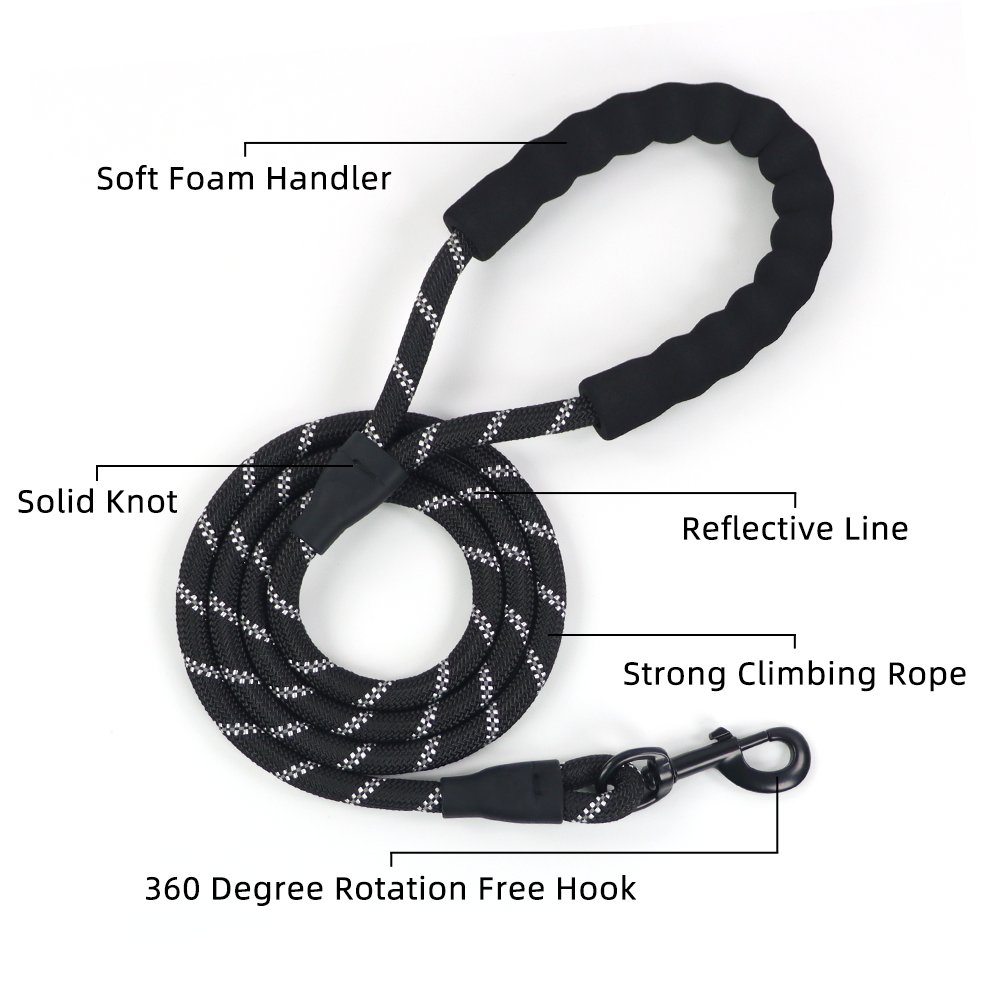 Custom Dog Leash Nylon Webbing Heavy Duty Reflective Strips Training Pet Leash Rope with Attached Bluetooth Locator Collar Set