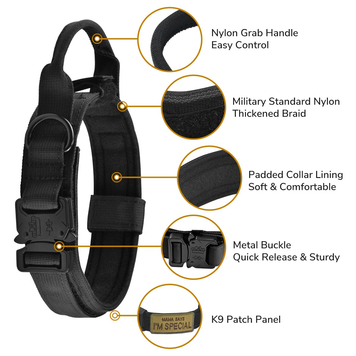 Adjustable Tactical No Pull K9 Dog Vest Harness and Leash Collar Set with Backpag