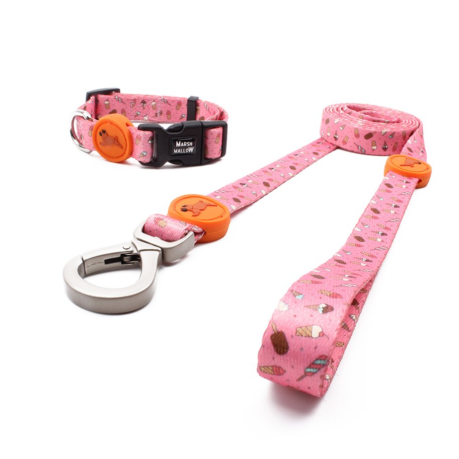 2024 summer luxury polyester dog metal pet tag engraved laser logo dog collar leash custom wholesale