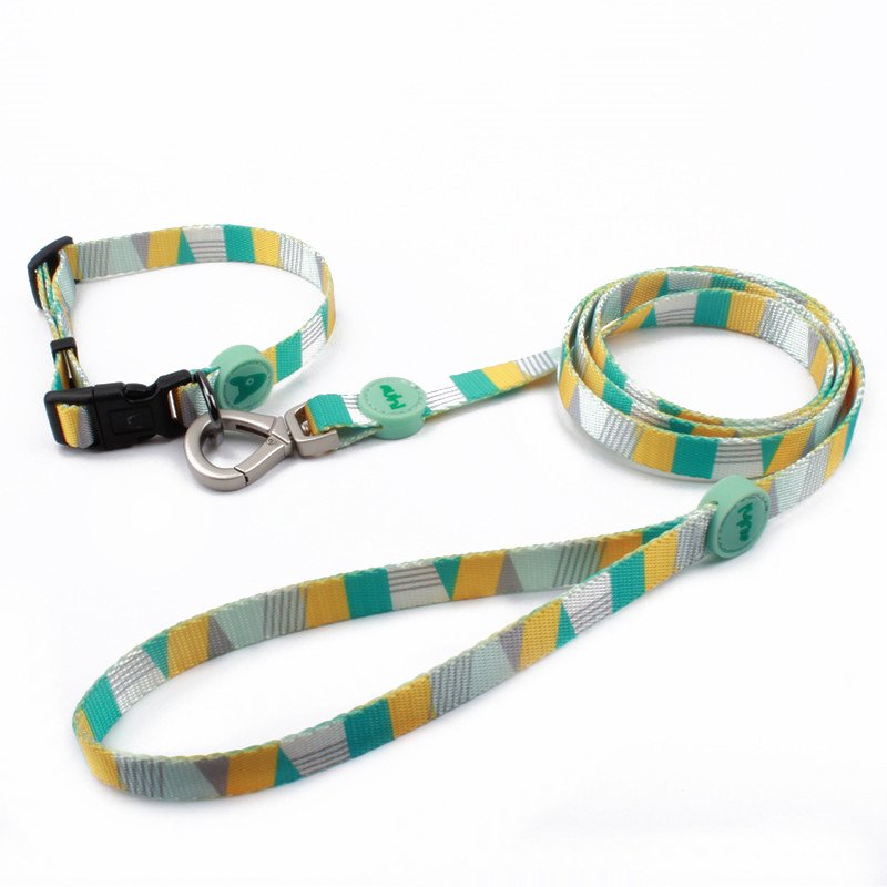 2024 summer luxury polyester dog metal pet tag engraved laser logo dog collar leash custom wholesale