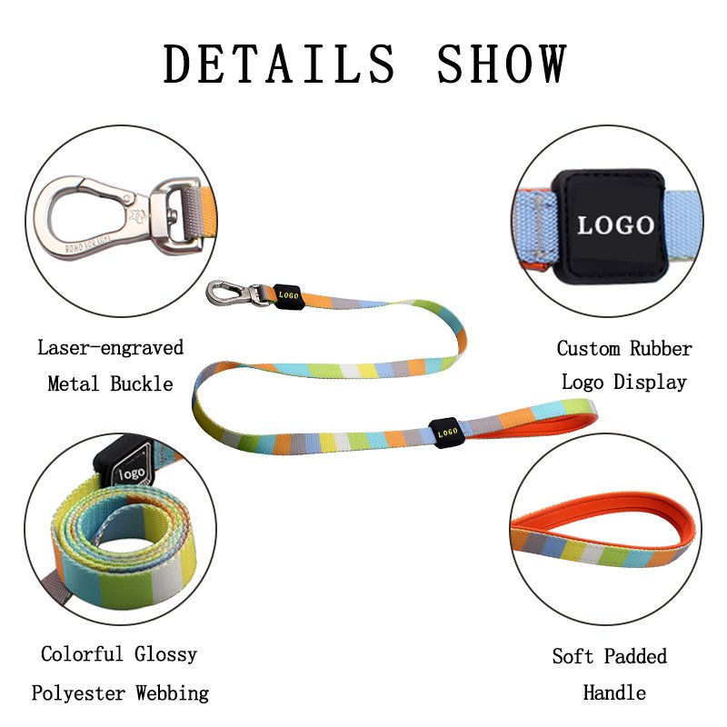 2024 summer luxury polyester dog metal pet tag engraved laser logo dog collar leash custom wholesale