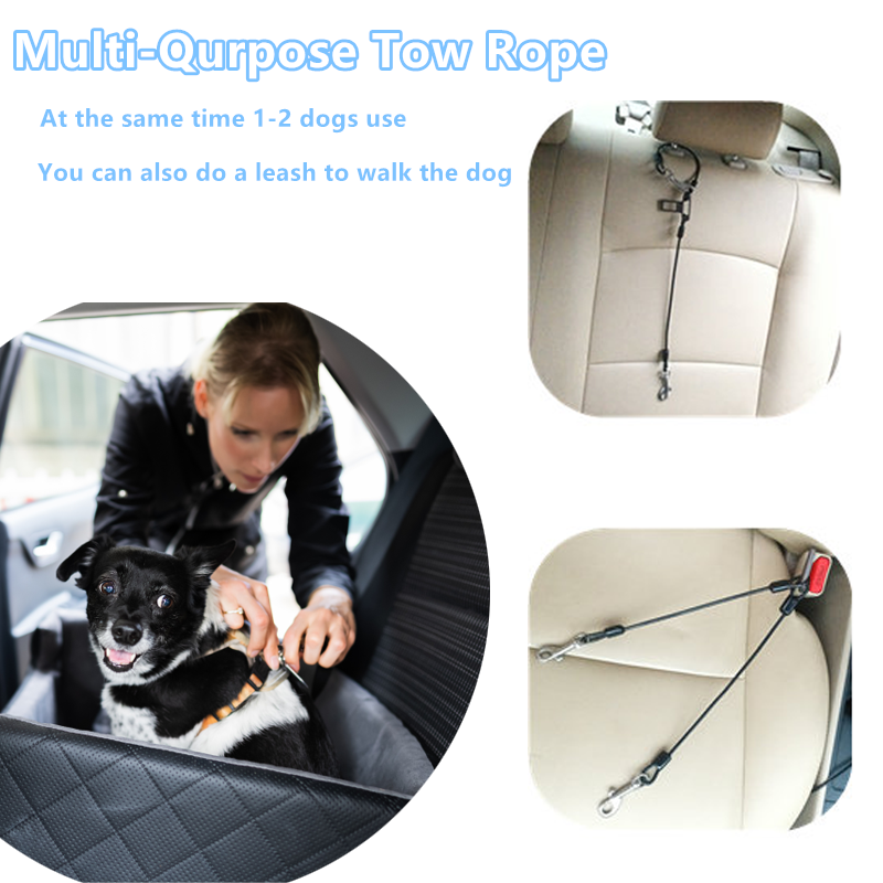 304 stainless steel 2-in-1 one-to-two car seat belt pet dog leash dog walking training lock buckle leash