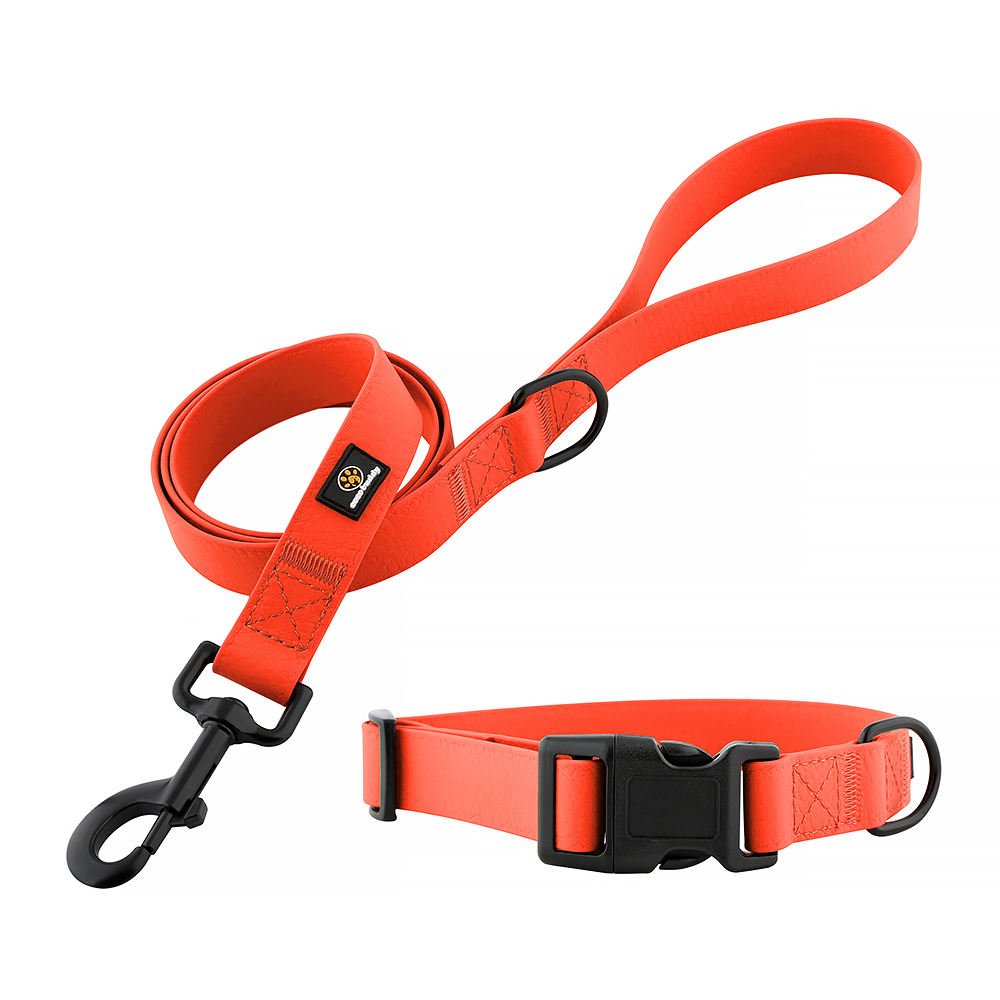 Dog Collar and Leash Set Waterproof PVC Pet Collar and Leash with Quick Release Buckle and Zinc Alloy Hook OEM/ODM