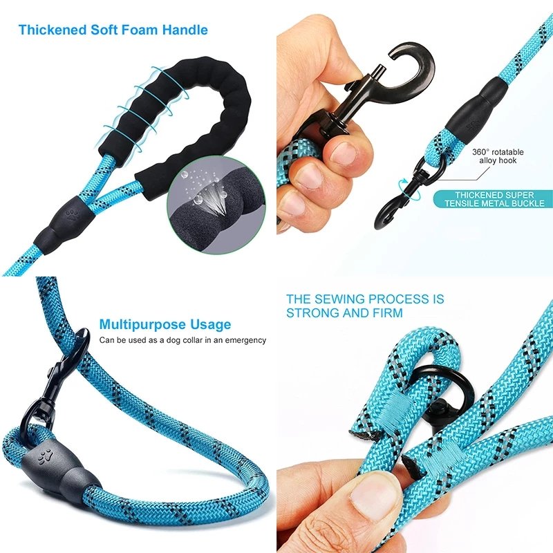 Manufacturers Comfortable Padded Handle Strong Nylon Reflective Training Safety Rope Dog Leash