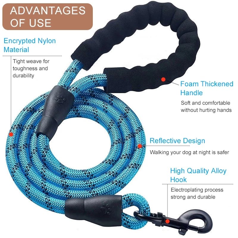 Manufacturers Comfortable Padded Handle Strong Nylon Reflective Training Safety Rope Dog Leash
