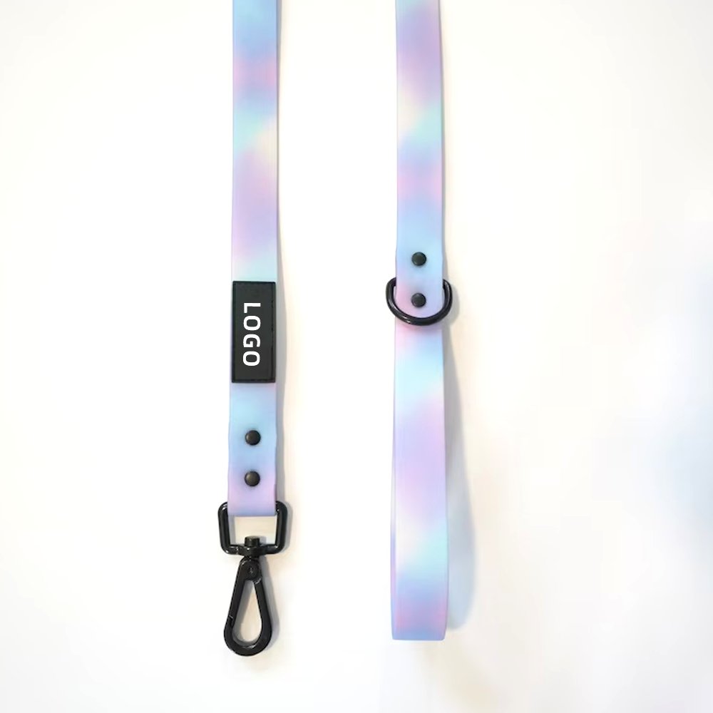 Custom Gradient PVC Dog Harness Leash Sets No Tangle Pull Hands Free Rubber Heavy Duty PVC Waterproof Dog H Harness