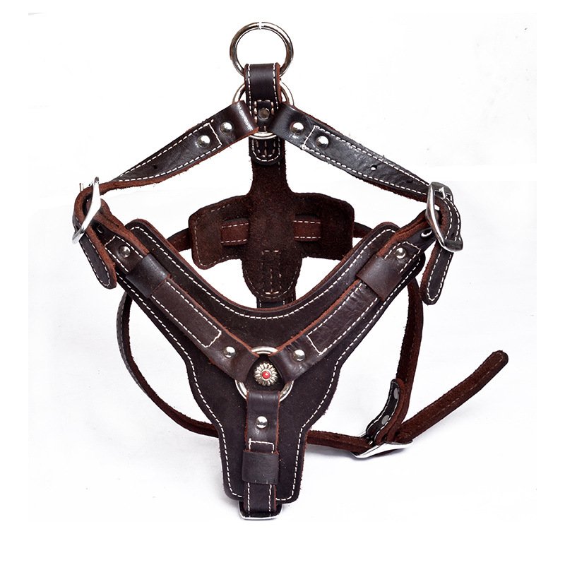 Pet chest harness,Genuine leather dog chest strap with top layer cowhide chest strap suitable for large and medium-sized dogs