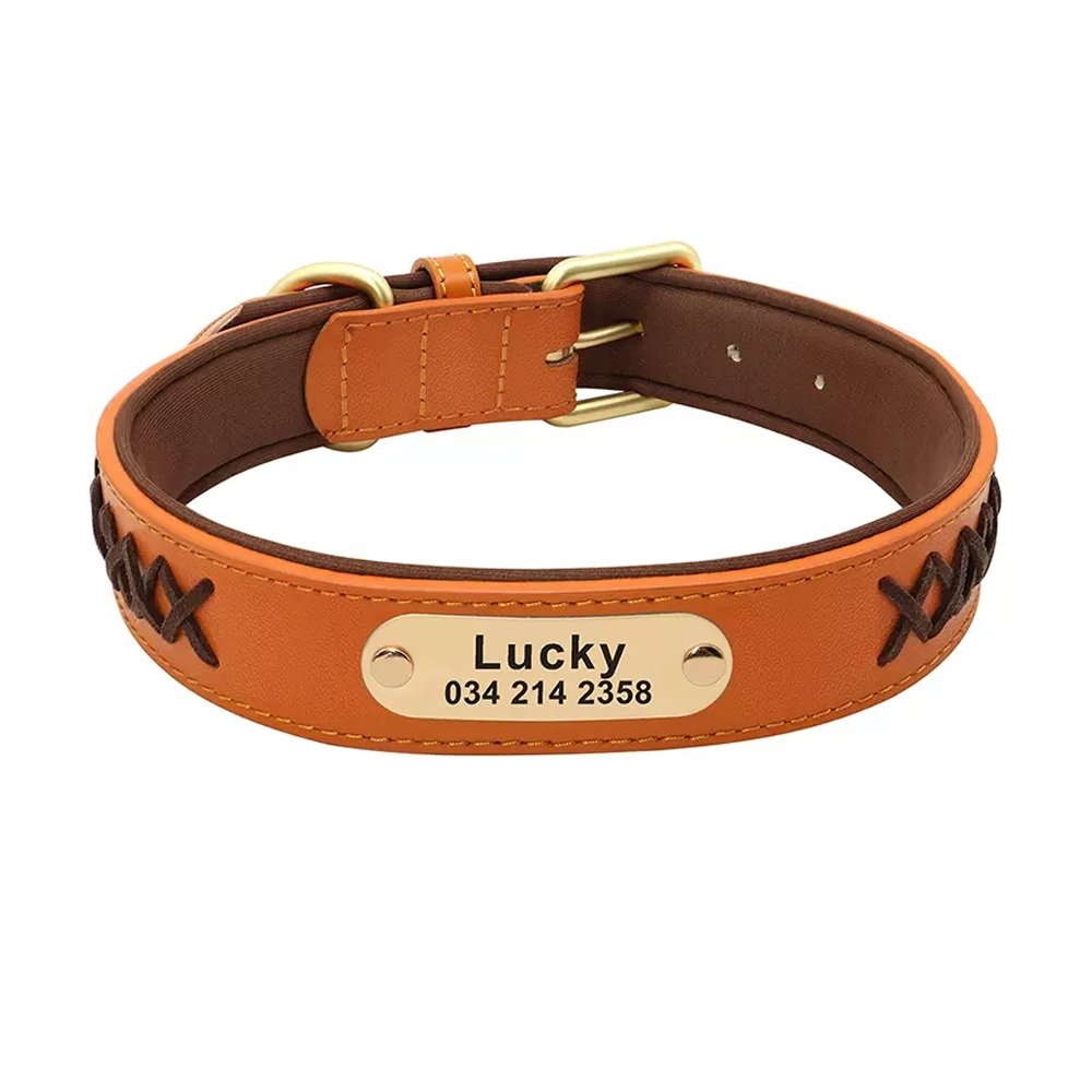 Premium Quality Vegan Leather Luxury PU Dog Collar Neoprene Padded Pet Collar with Matching PU Leash
