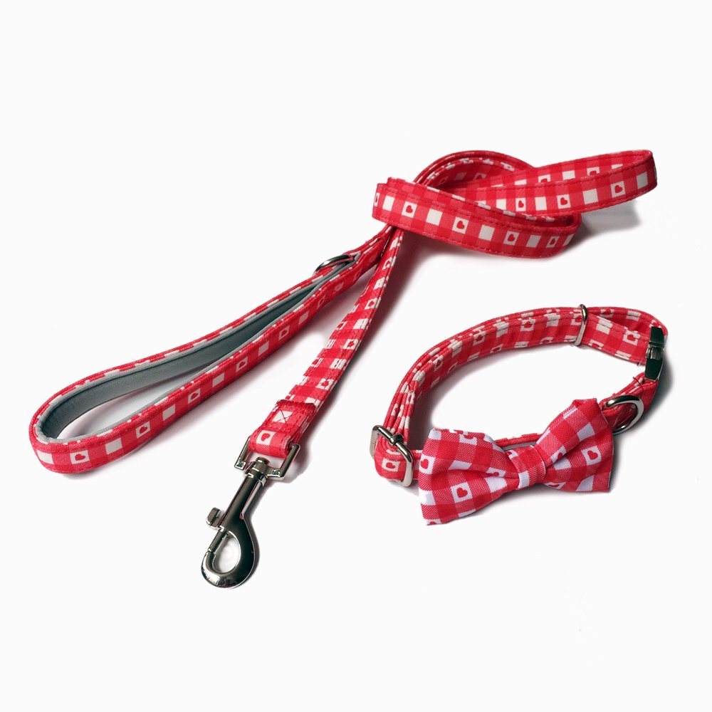 Designers Custom Dog Accessories Bow Tie Pet Collar Adjustable OEM Breathable Dog Training Harness Collar And Leash Set