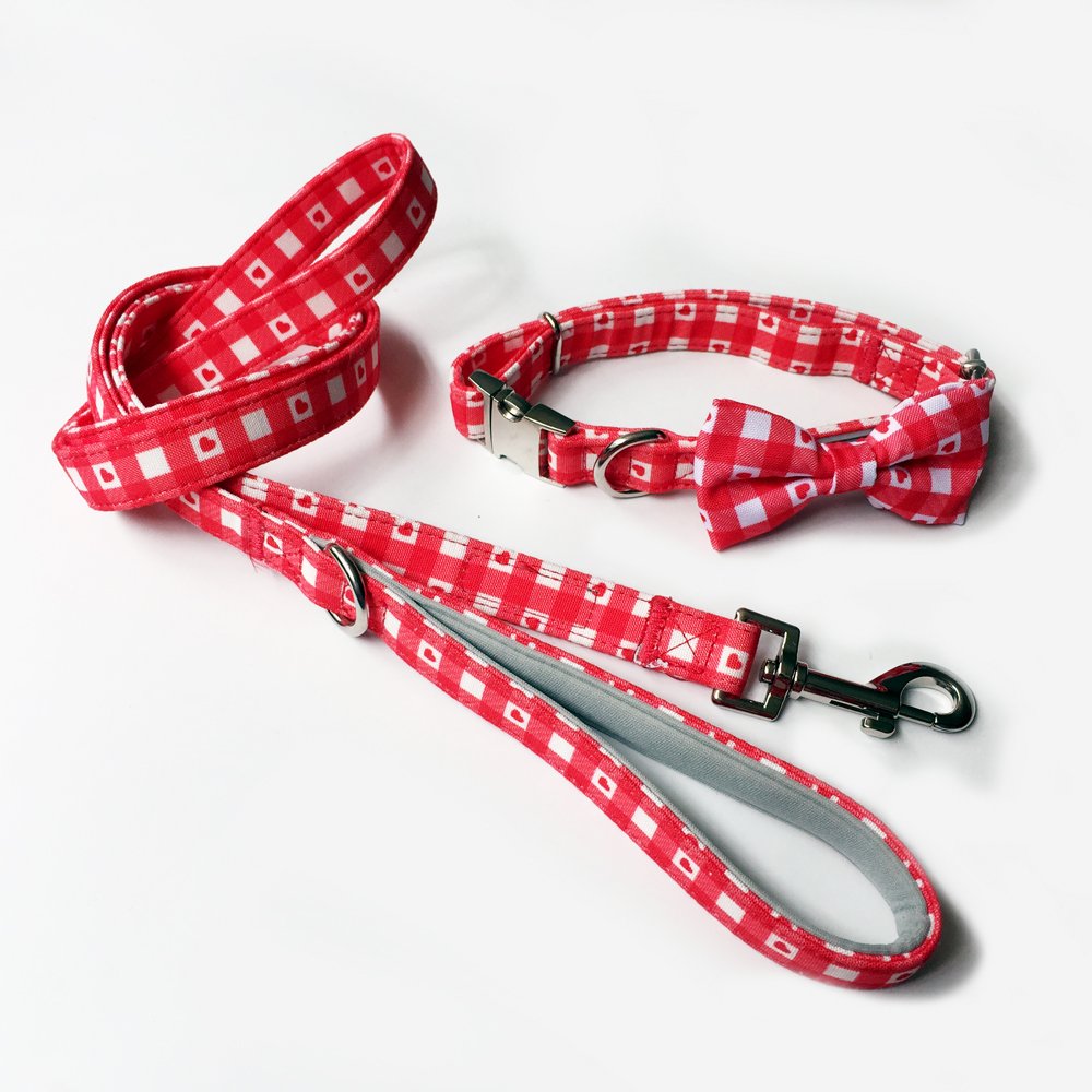 Designers Custom Dog Accessories Bow Tie Pet Collar Adjustable OEM Breathable Dog Training Harness Collar And Leash Set