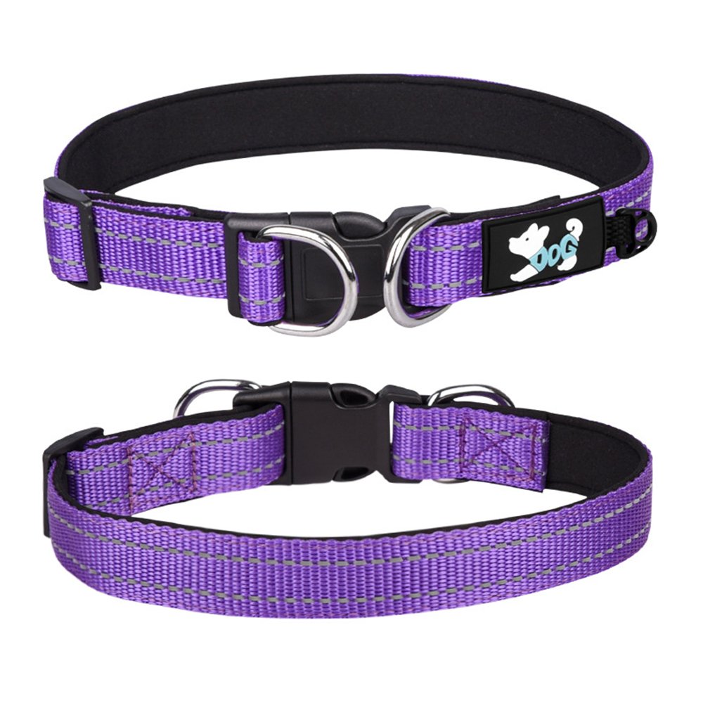 Hot sell Dog Collar Adjustable Training Explosion proof Nylon Dog Collar with Double D-Rings Reflective Stripe for walking dog