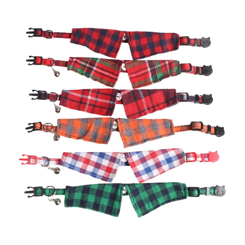 YOELLEN wholesale hot selling checked designs Christmas fashion green cat puppy pet suit adjustable cotton bow tie dog collars