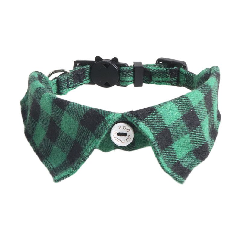 YOELLEN wholesale hot selling checked designs Christmas fashion green cat puppy pet suit adjustable cotton bow tie dog collars