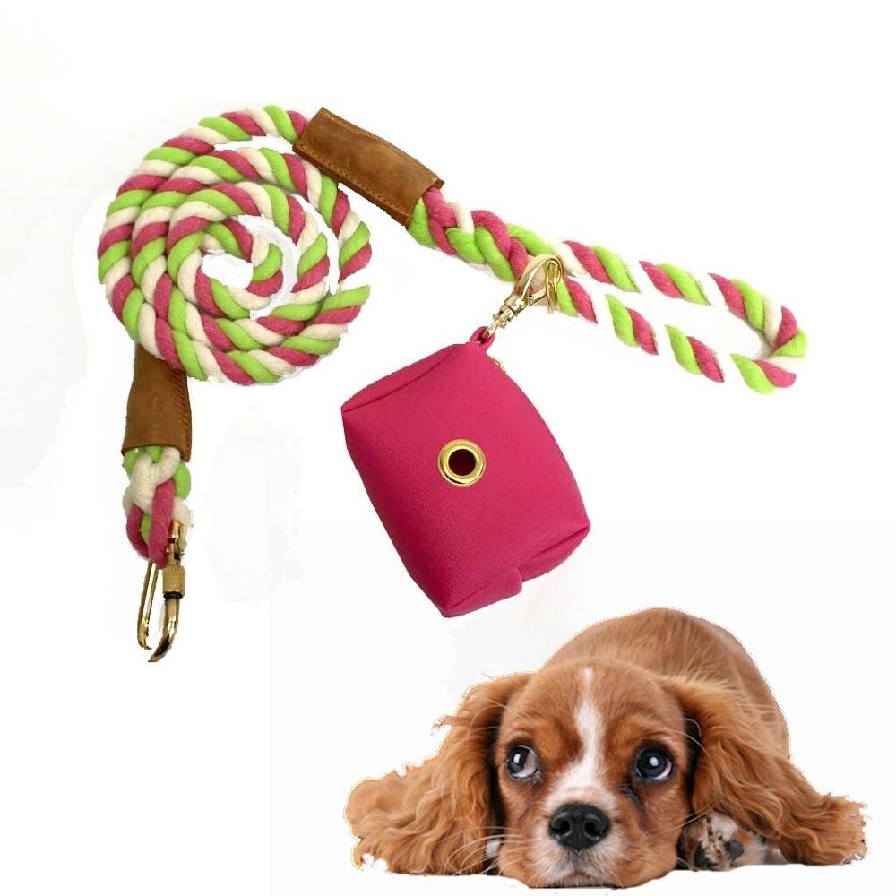 Dog Dispenser Bag Poop Bag Leash Set Treat Bag PU Leather Genuine Leather Vegan Leather Canvas Fabric Luxury Dog Products Orange