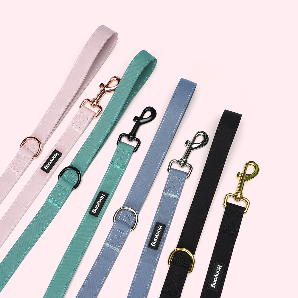 Custom Material Color Dog Leash with Poop Bag Holder Triple- Proof Fabric Pet Accessories