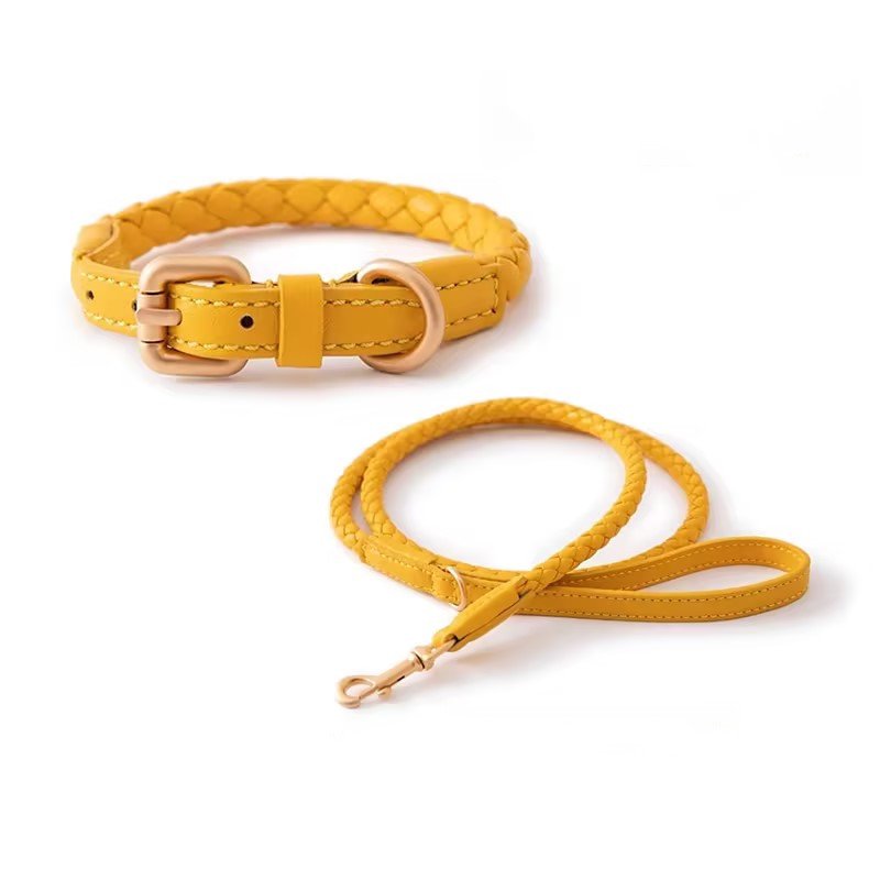 New Design Dog Leash & Collar Luxury Pet Collar Leash In High quality Faux leather Collar Adjustable