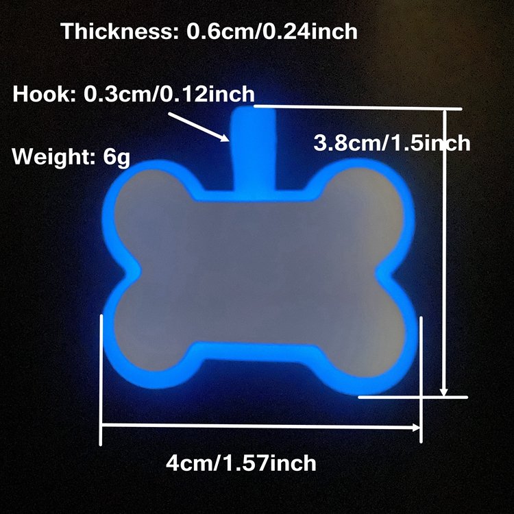 Pet ID Tag Personalized Anti-lost Dog & Cat Tag Colorful Decoration Dog Collars Leashes Glow In The Dark Silicone Custom 1pcs