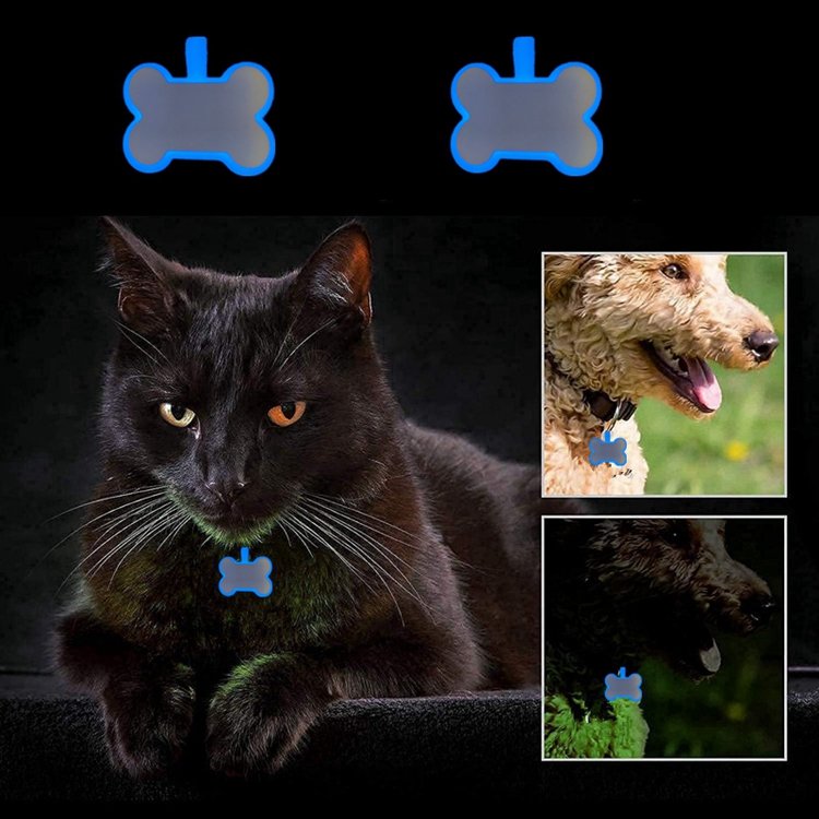 Pet ID Tag Personalized Anti-lost Dog & Cat Tag Colorful Decoration Dog Collars Leashes Glow In The Dark Silicone Custom 1pcs