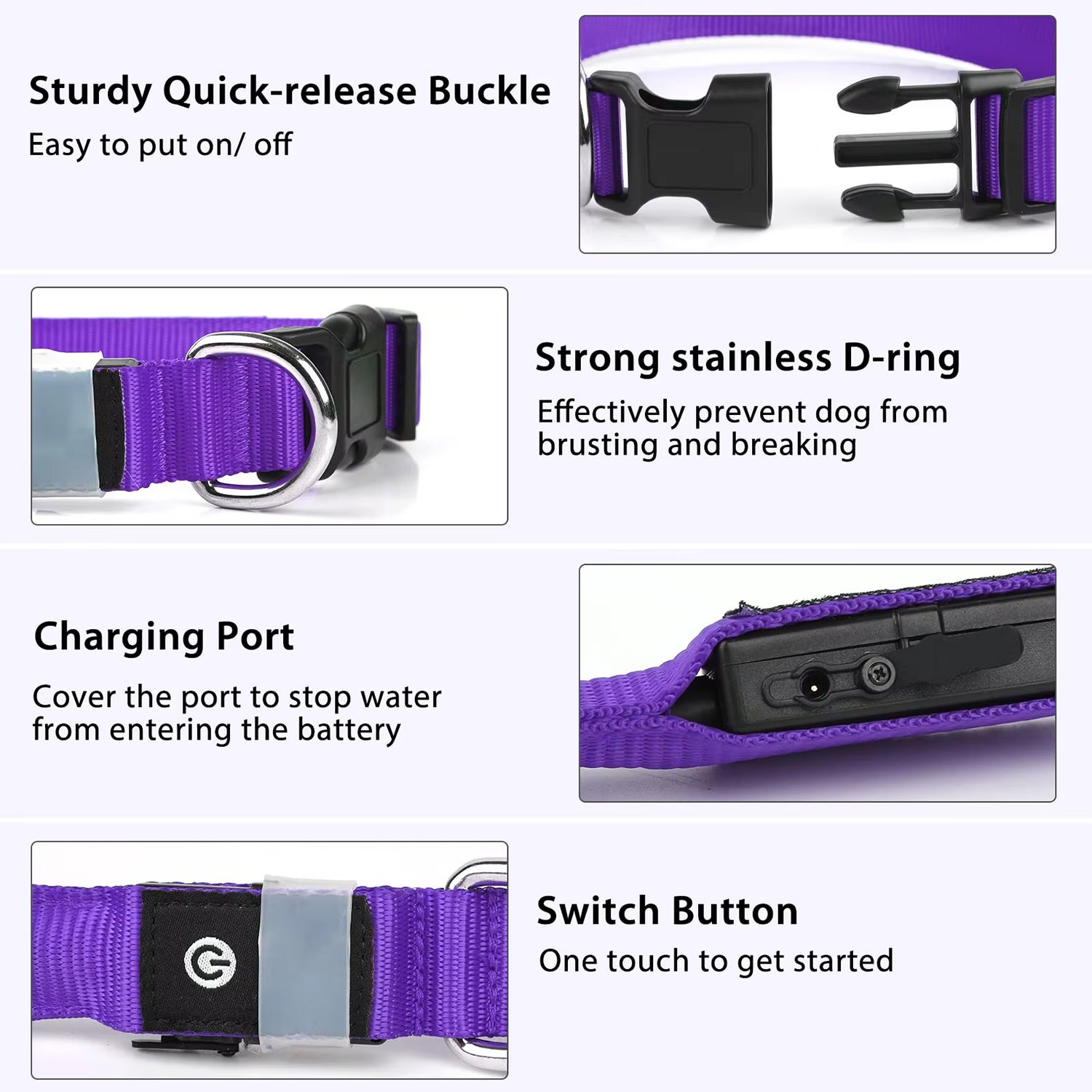 Pet Supplies LED Dog Pets Collars USB Rechargeable with Design Glowing dog collar Adjustable Flashing collar led for dogs