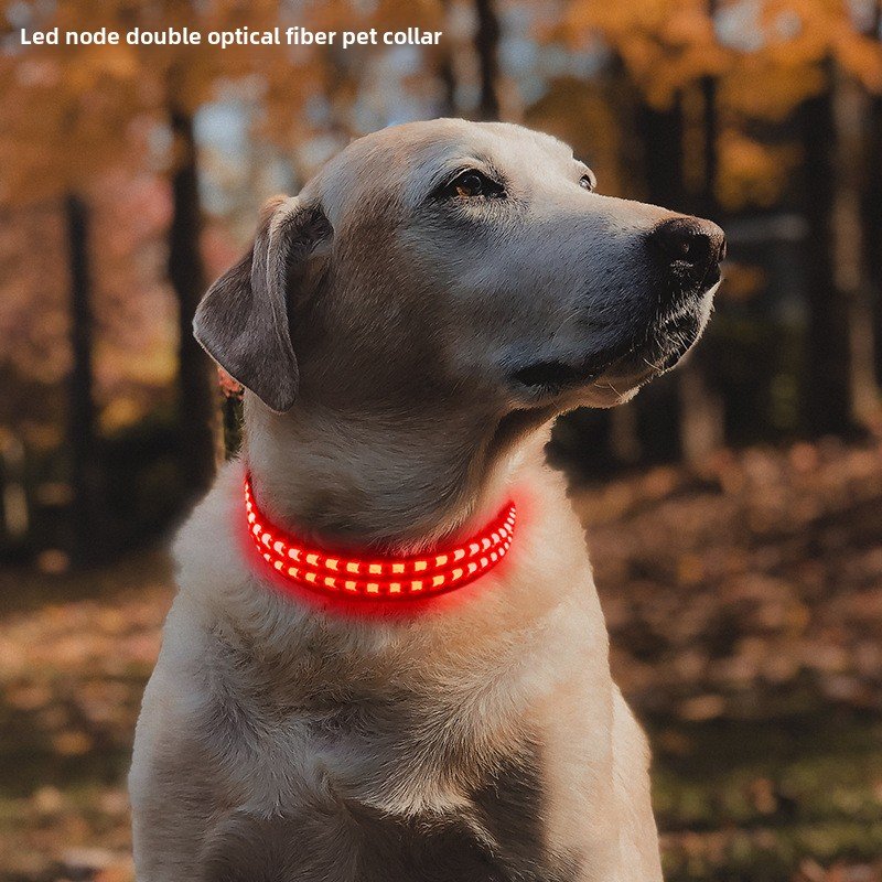 Luxurious Nylon Pet Collar With LED Light For Anti-Lost And Visible Leash At Night, Suitable For Dogs And Cats