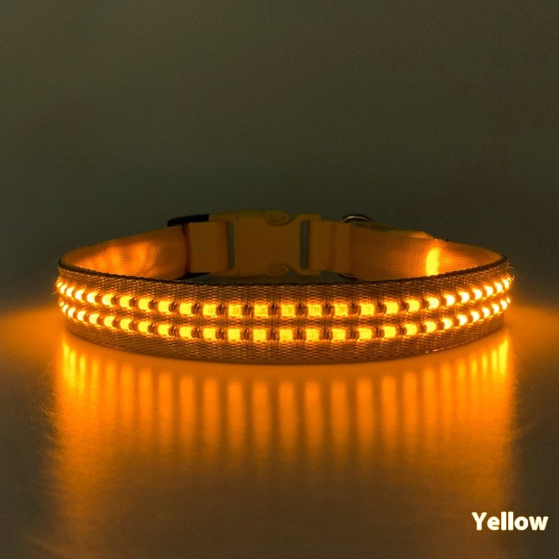 Luxurious Nylon Pet Collar With LED Light For Anti-Lost And Visible Leash At Night, Suitable For Dogs And Cats