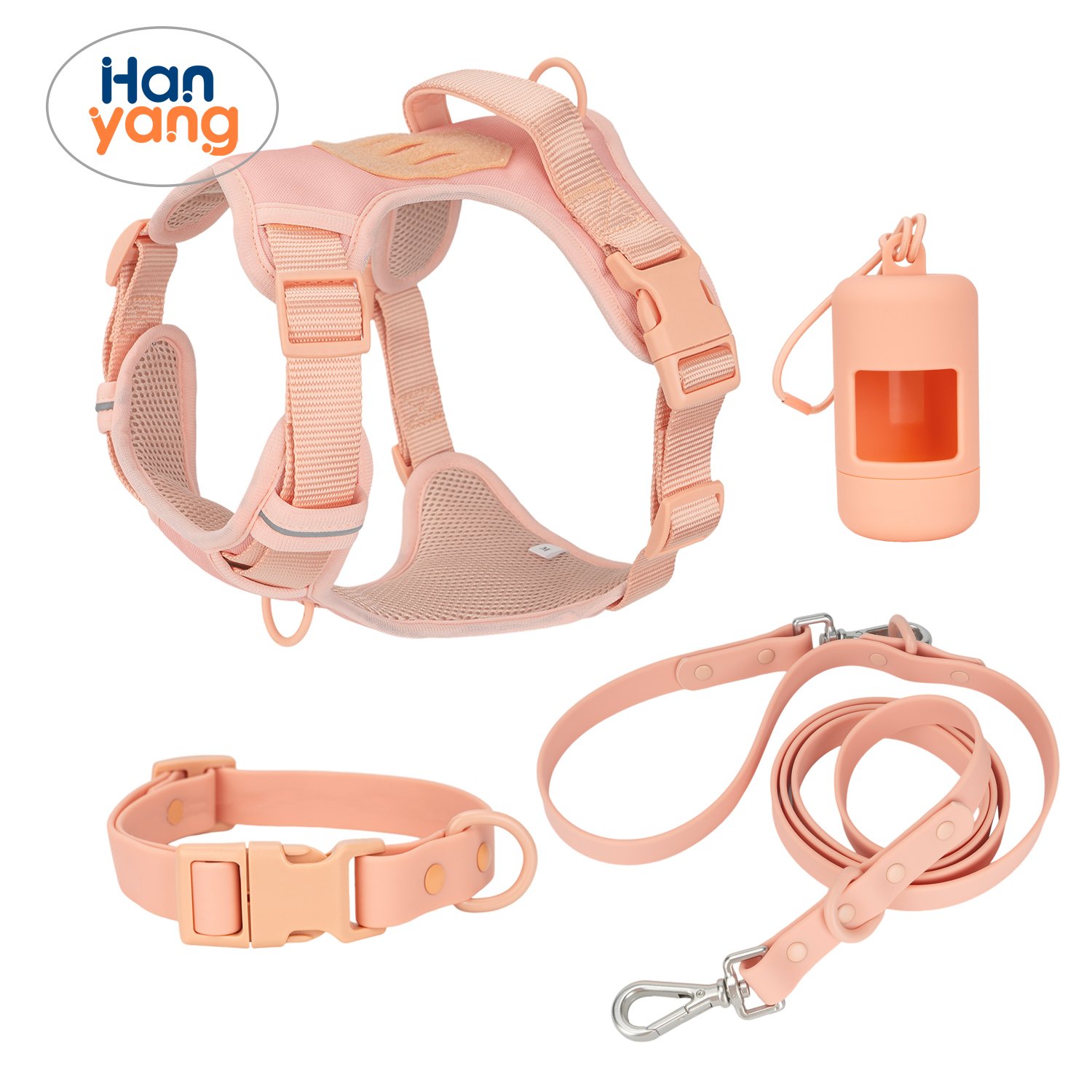 HanYang OEM Custom Pet Harness with PVC leash and Collar Set neoprene Breathable dog harness set for Small, medium and large dog