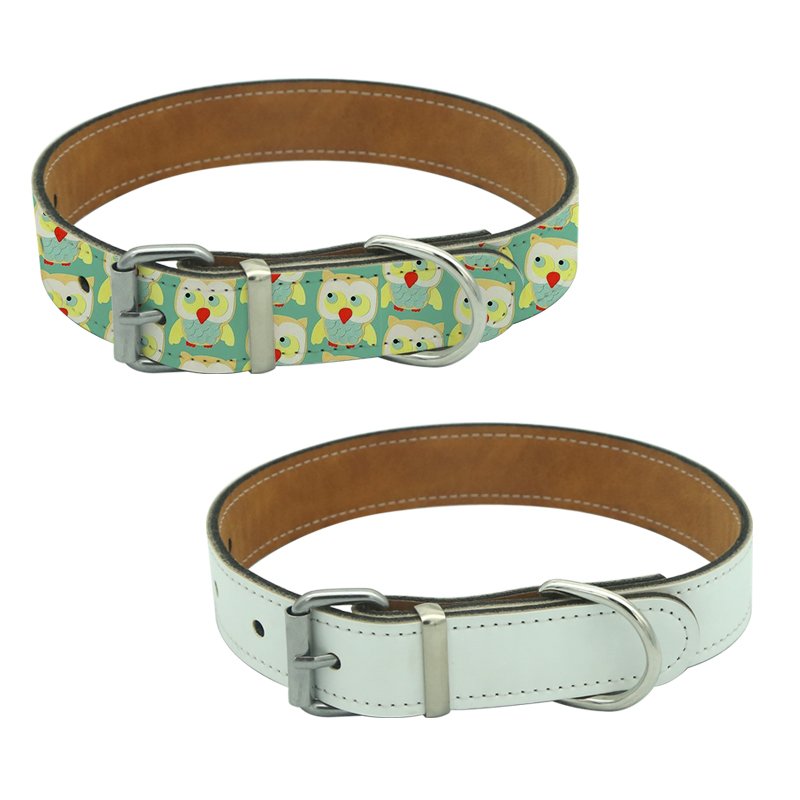 High quality sublimation blanks leather pet collar and leash for dog