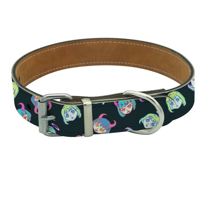 High quality sublimation blanks leather pet collar and leash for dog